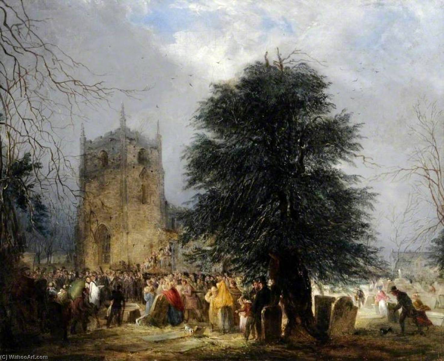 The Burial Of Sir Francis Chantrey In Norton Churchyard, Sheffield — Henry Perlee Parker