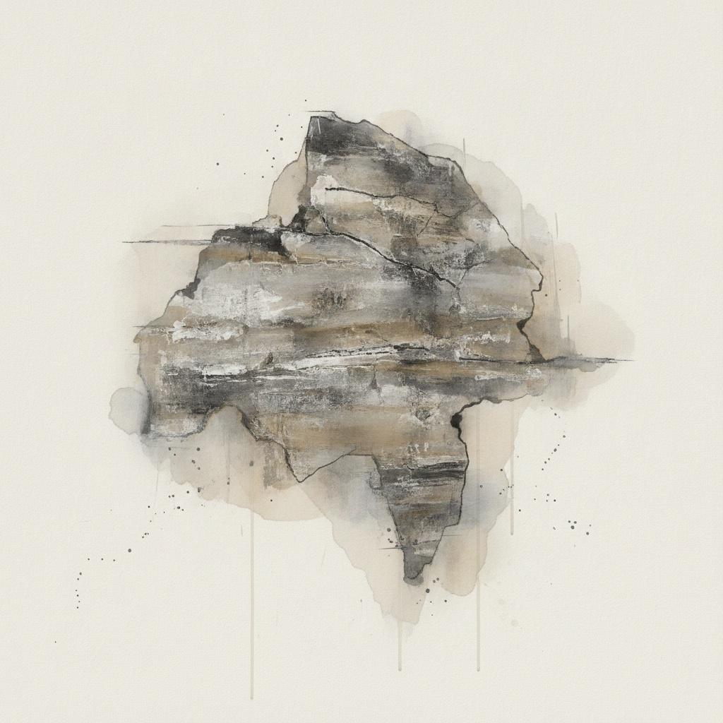 Sedimented Strata In Charcoal And Muted Ochre — Laurent Roche