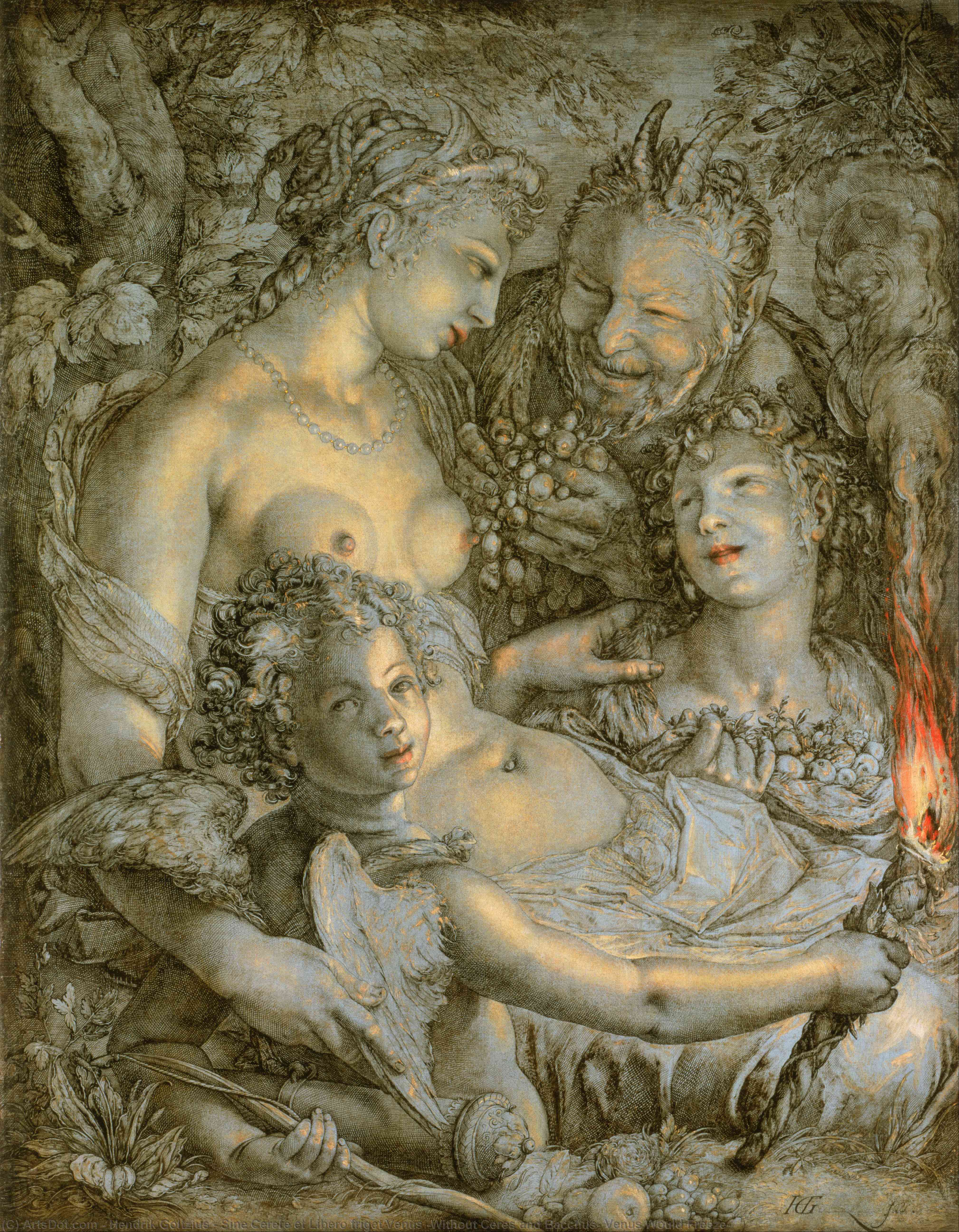 Sine Cerere Et Libero Friget Venus (without Ceres And Bacchus, Venus Would Freeze) — Гендрик Голтциус