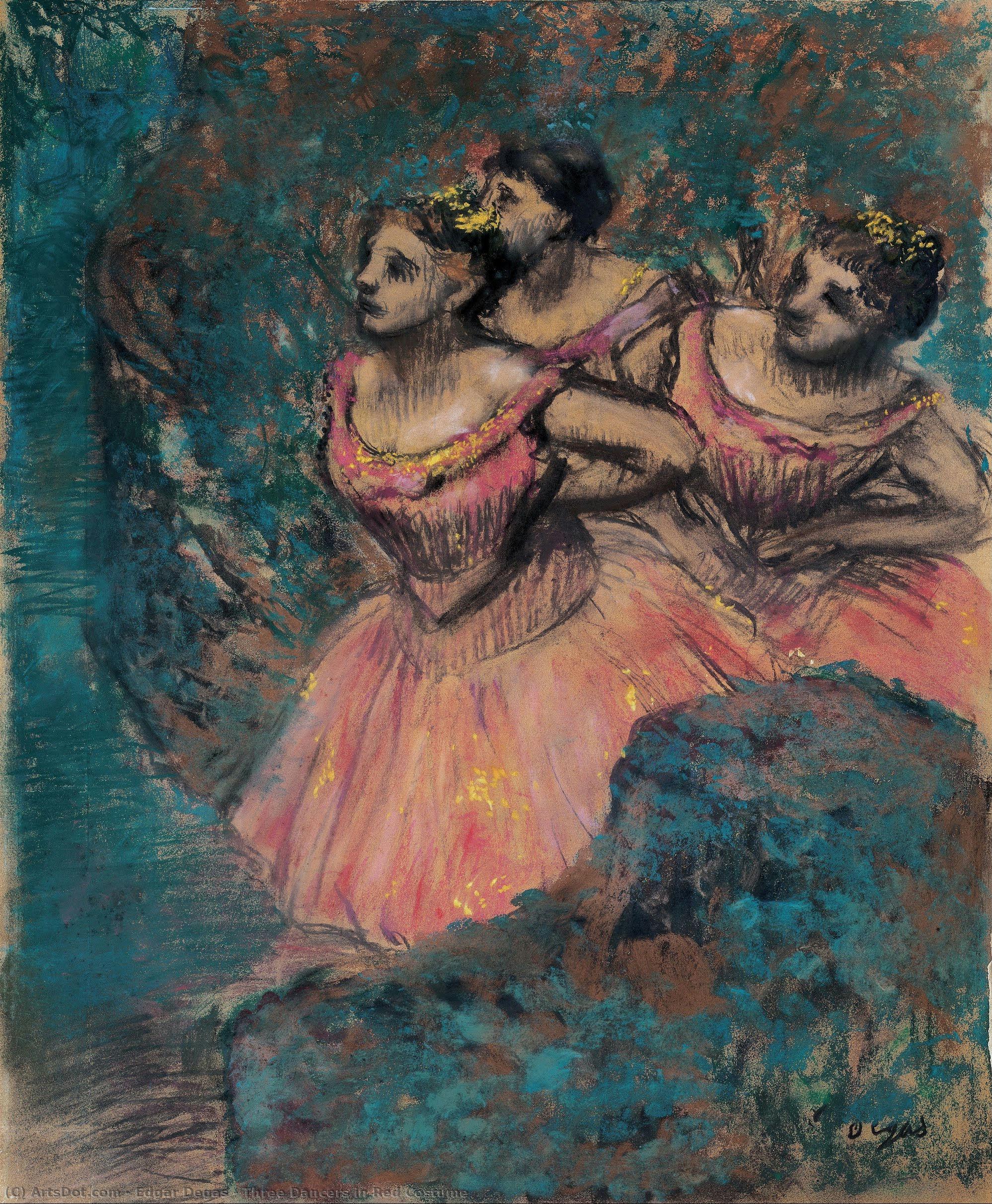 Three Dancers In Red Costume — Edgar Degas