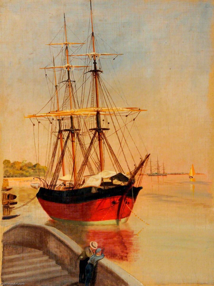Sailing Ship By The Ponte Veneta Marina, Venice — John Wharlton Bunney