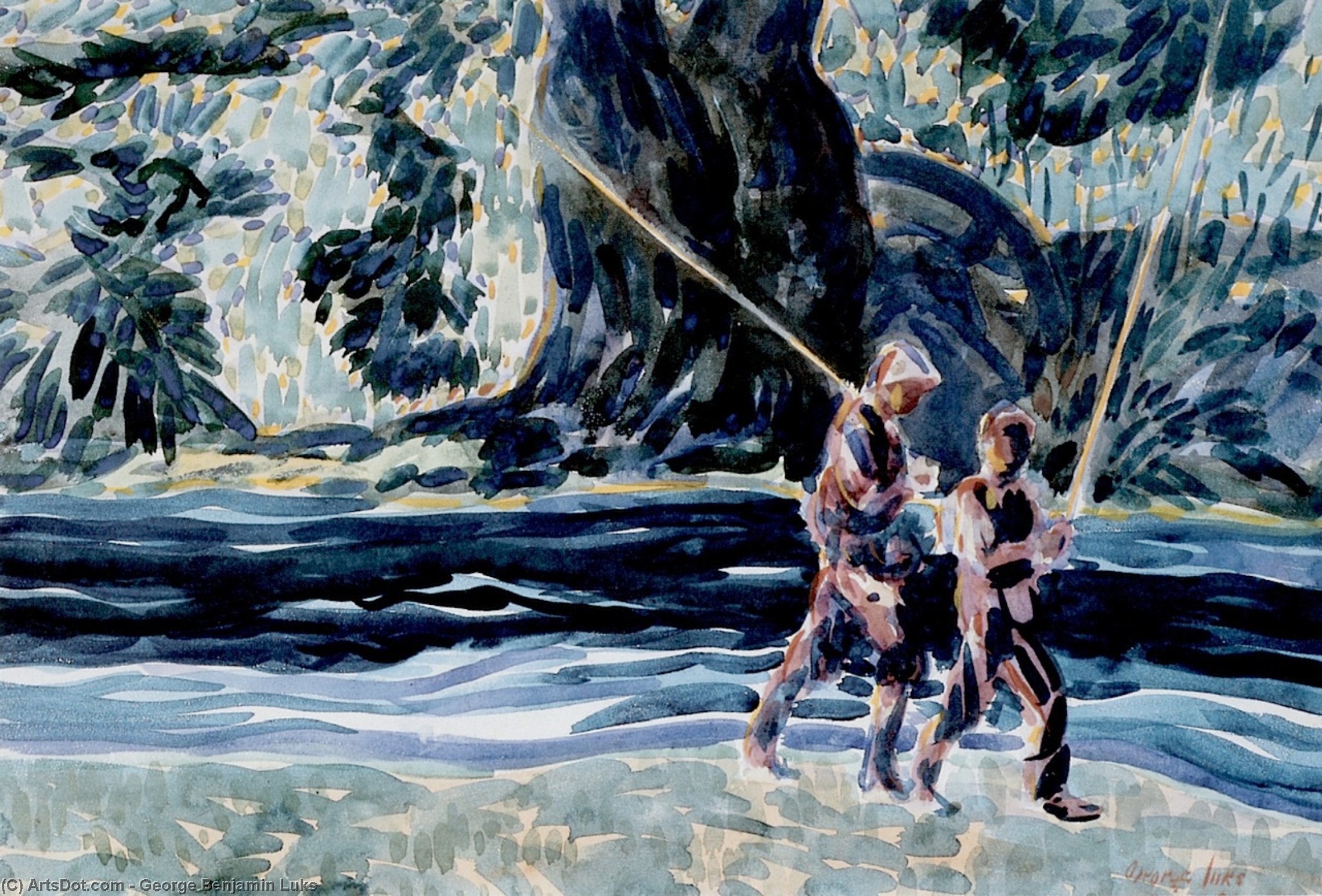 Trout Fishermen, Berk Hills — George Benjamin Luks