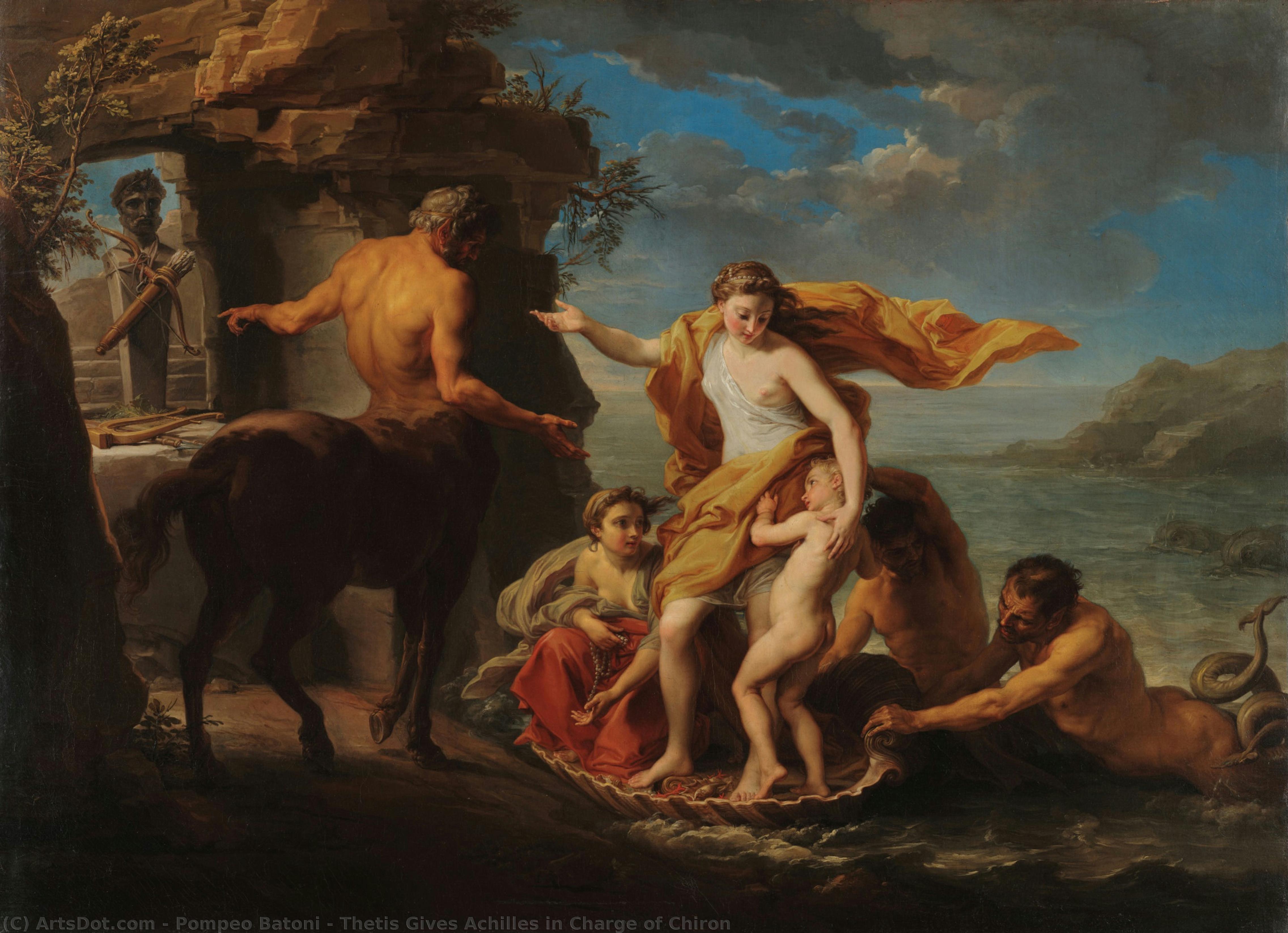 Thetis Gives Achilles In Charge Of Chiron — Pompeo Batoni