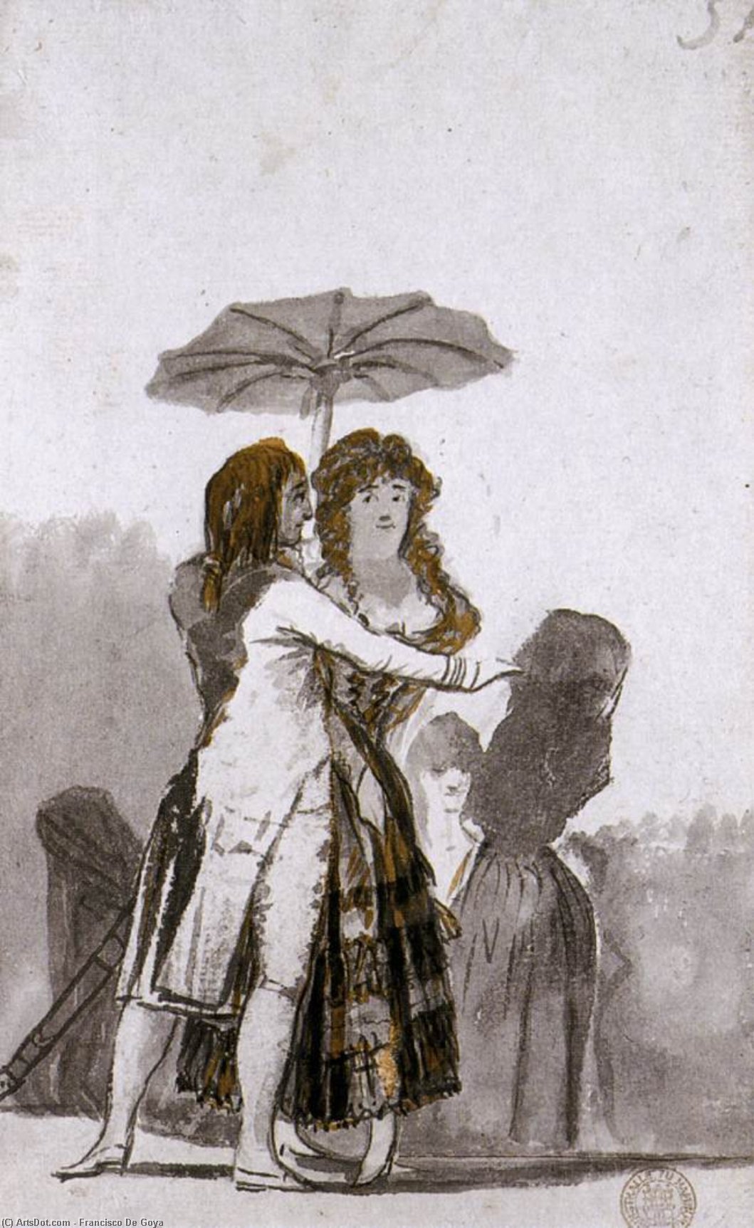 Paar Mit Sonnenschirm Auf Dem Paseo — Francisco José De Goya Y Lucientes