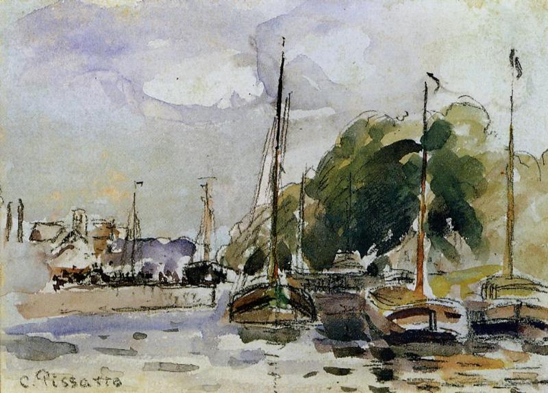 Boats At Dock — Camille Pissarro