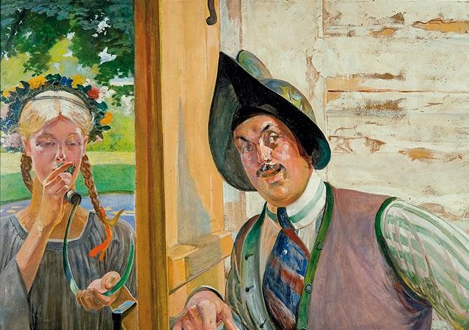 Portrait Of Mieczyslaw Gasecki With Harvest Woman — Jacek Malczewski