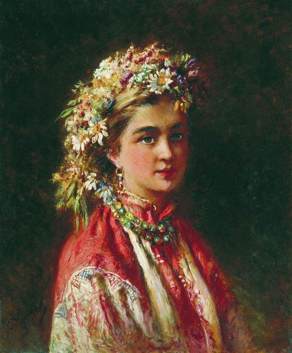 Girl Wering A Crown — Konstantin Yegorovich Makovsky