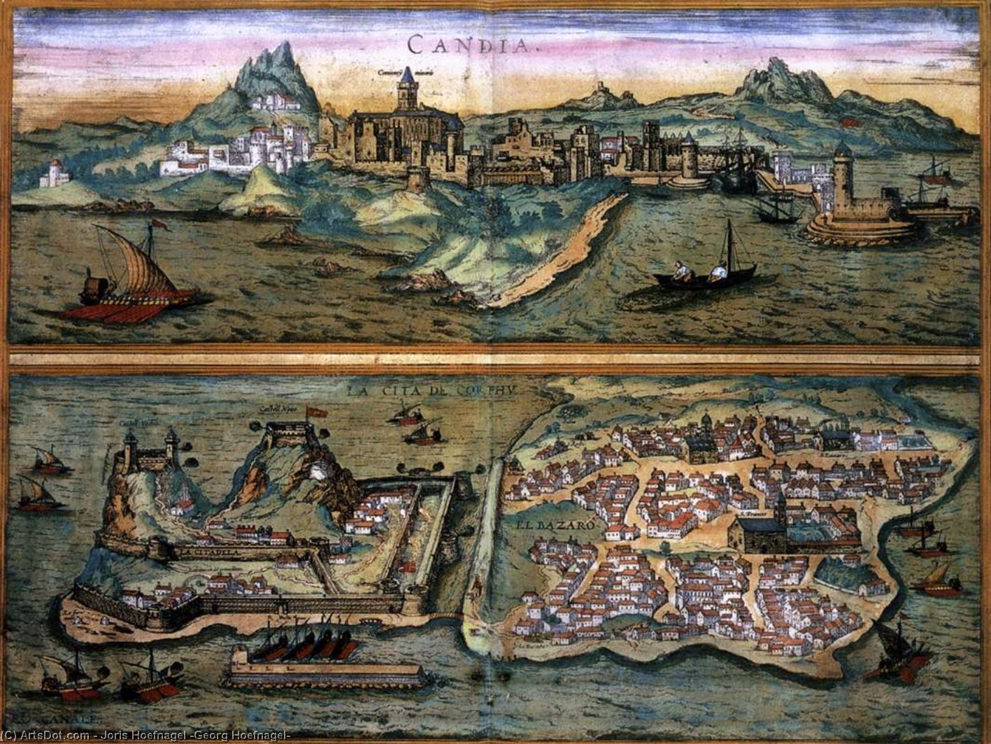View Of Candia And Corfu — Georg Hoefnagel