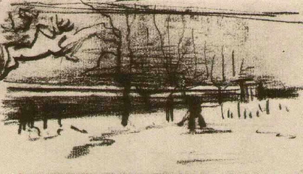 The Parsonage Garden In The Snow — Vincent Willem Van Gogh