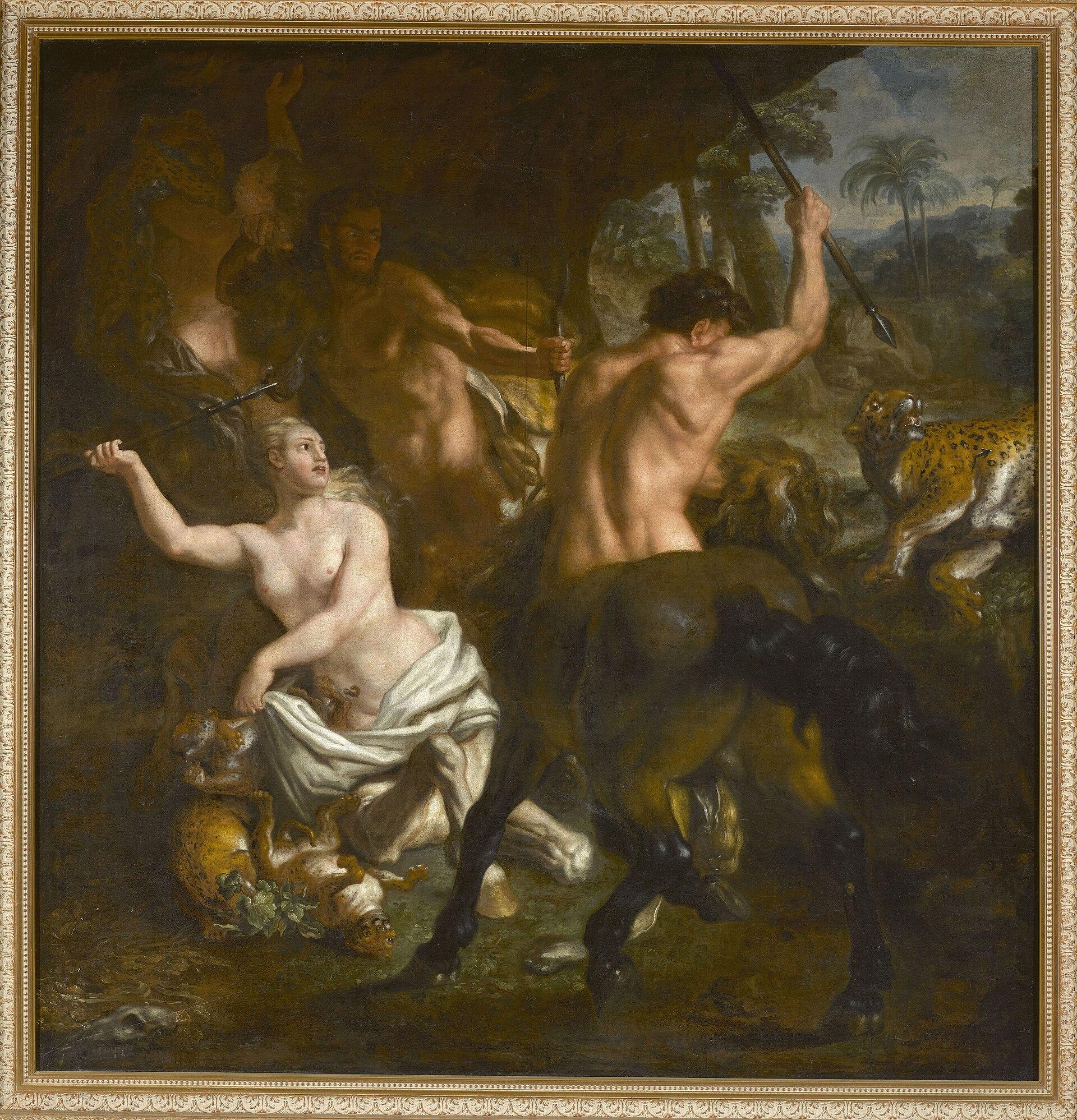 Centaurs Fighting A Leopard — Louis De Silvestre