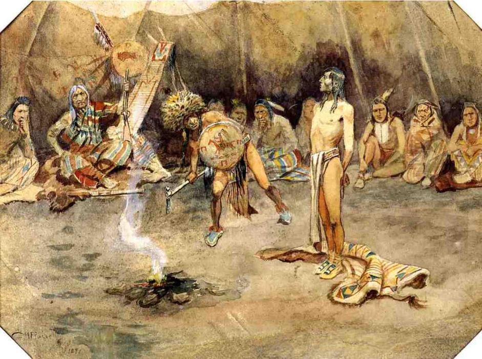 Sioux Torturing A Blackfoot Brave — Charles Marion Russell