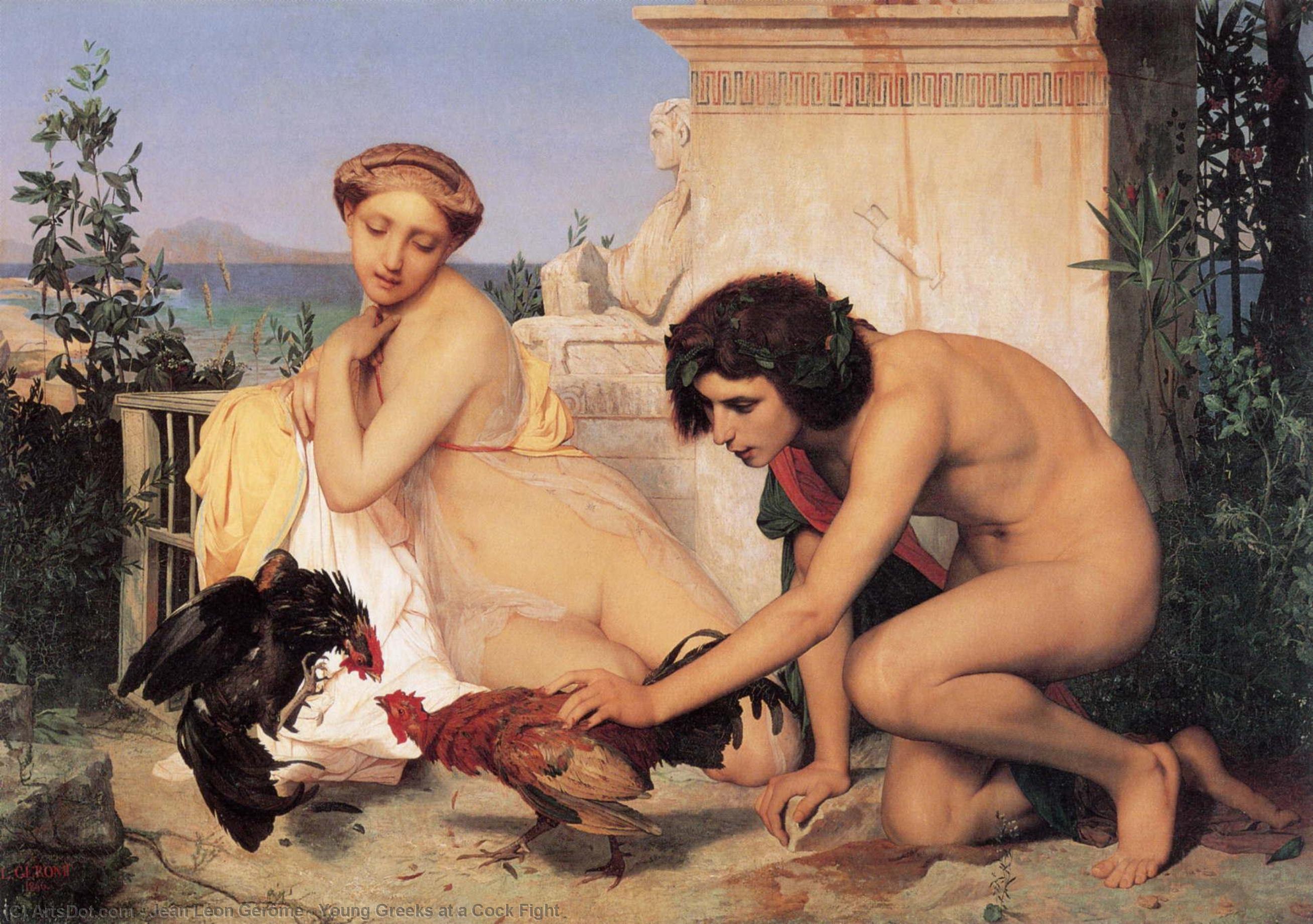 Jóvenes Griegos En Una Pelea De Gallos — Jean-léon Gérôme