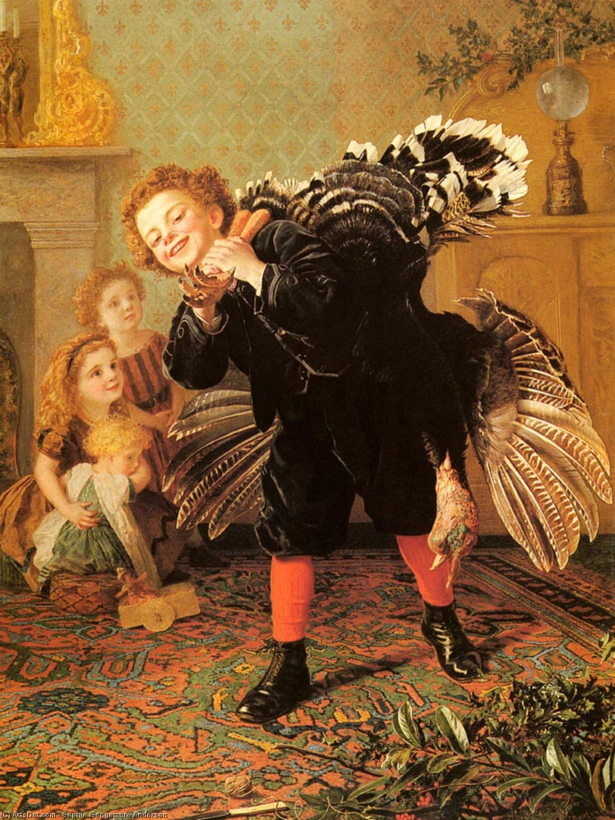 Christmas_time Heres_the_gobbler — Sophie Gengembre Anderson