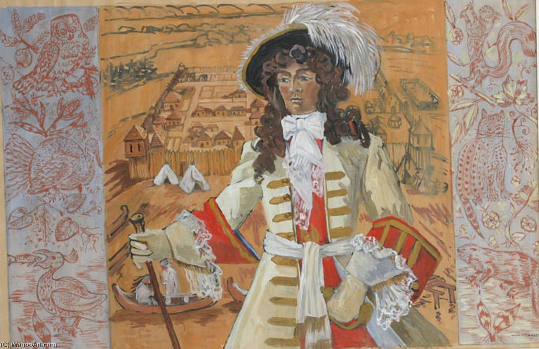 Portrait Du Lieutenant Colonel Antoine De La Motte Cadillac — Yvonne Jean Haffen