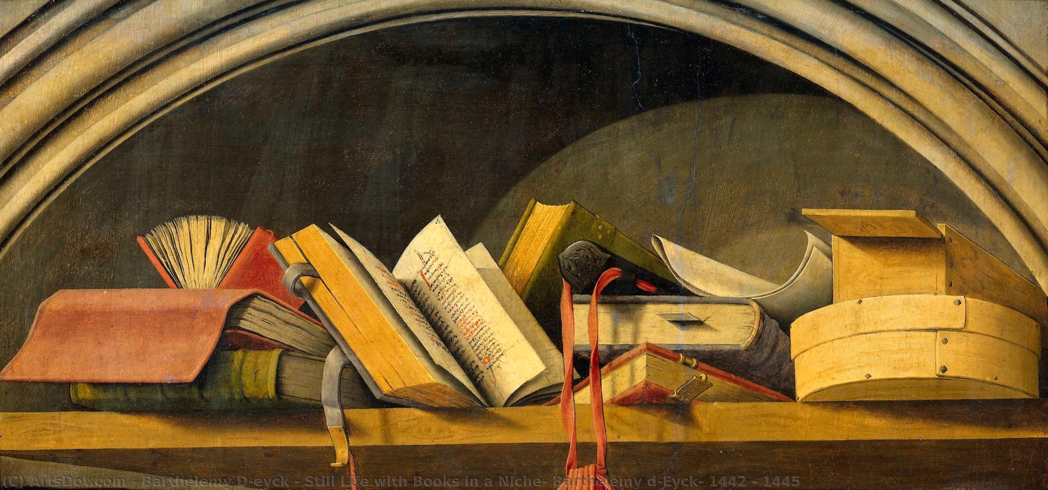 Still Life With Books In A Niche, Barthélémy D"eyck, 1442 - 1445 — Barthélemy D'eyck
