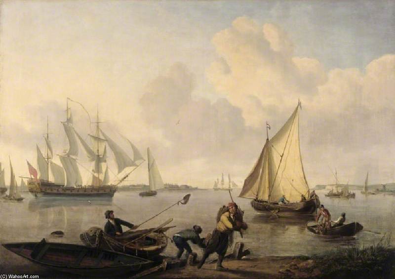 Men-of-war And Other Shipping In A Calm — John Thomas Serres
