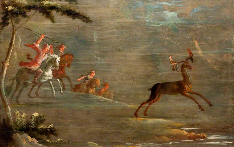 A Band Of Tartar Horsemen Hunting An Elk — Robert Robinson