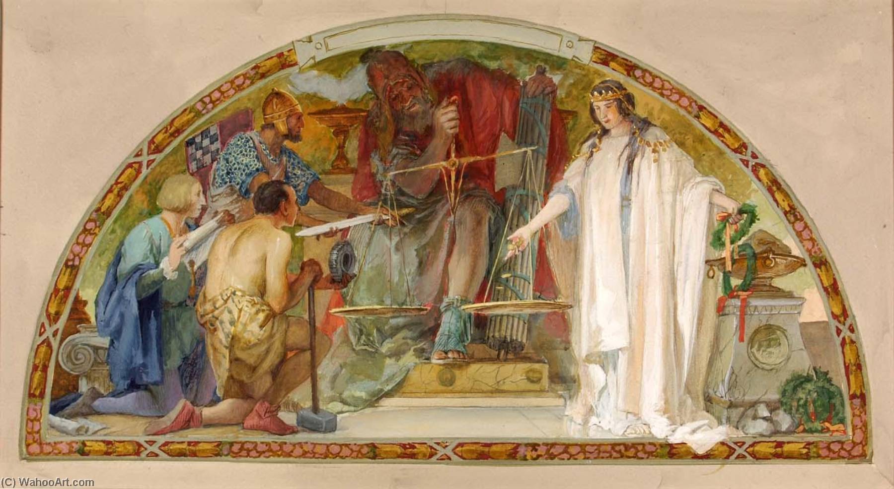 The State As Arbitrator For Industry, Education And The Military (study For Lunette, Old Senate Office Building) — Louis Schaettle