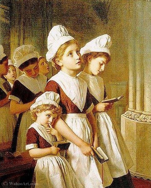 Young Girls At Prayer In The Chapel — Sophie Gengembre Anderson