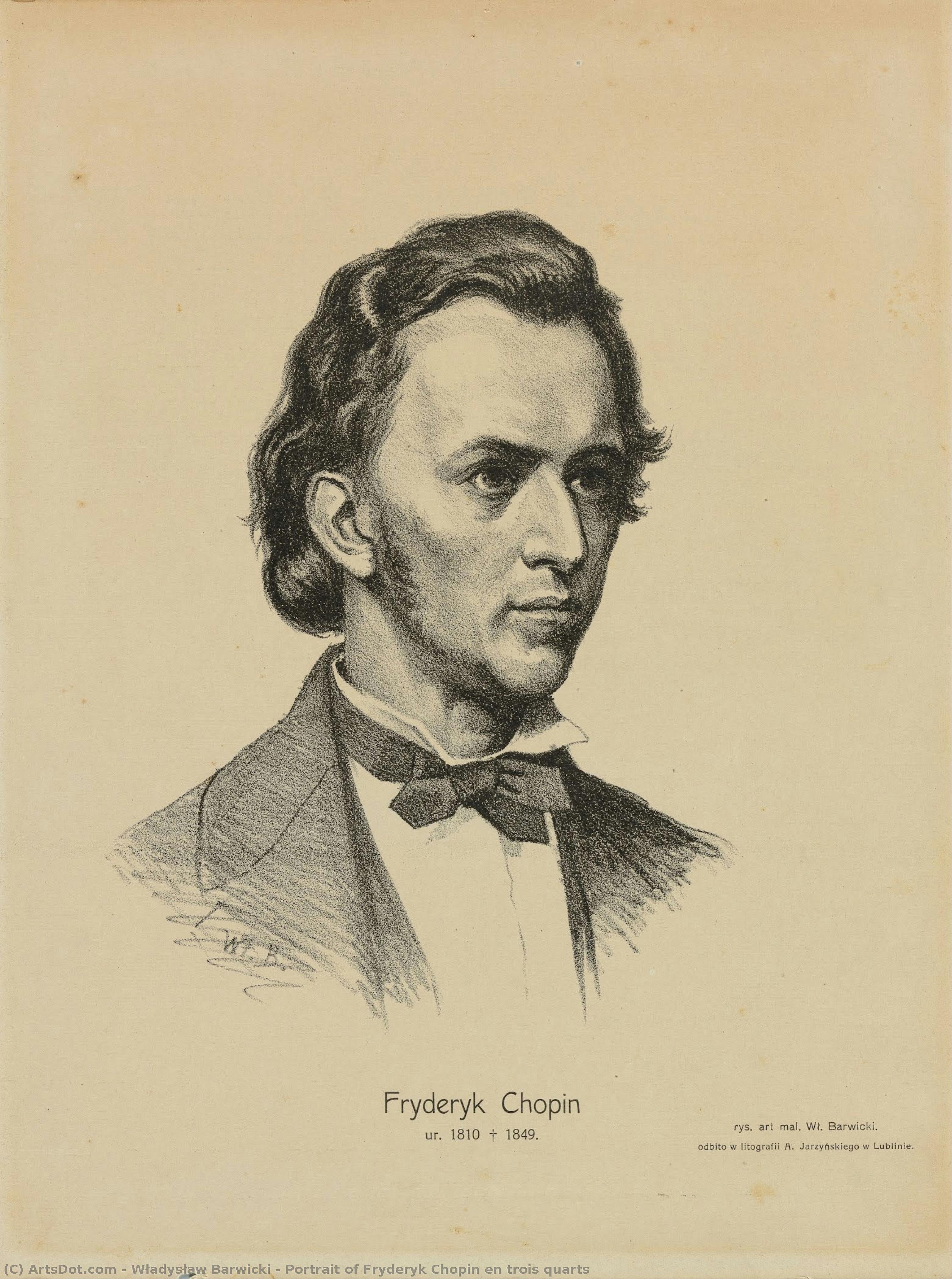 Portrait Of Fryderyk Chopin En Trois Quarts — Władysław Barwicki