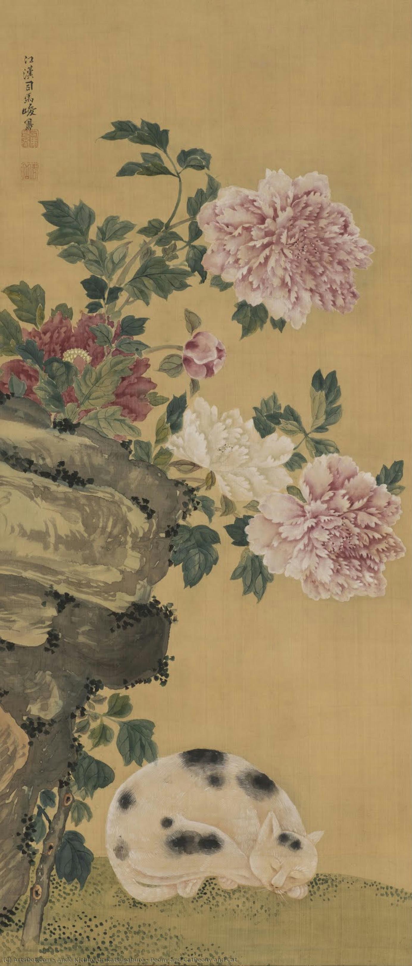 Peony And Catpeony And Cat — Andō Kichirō