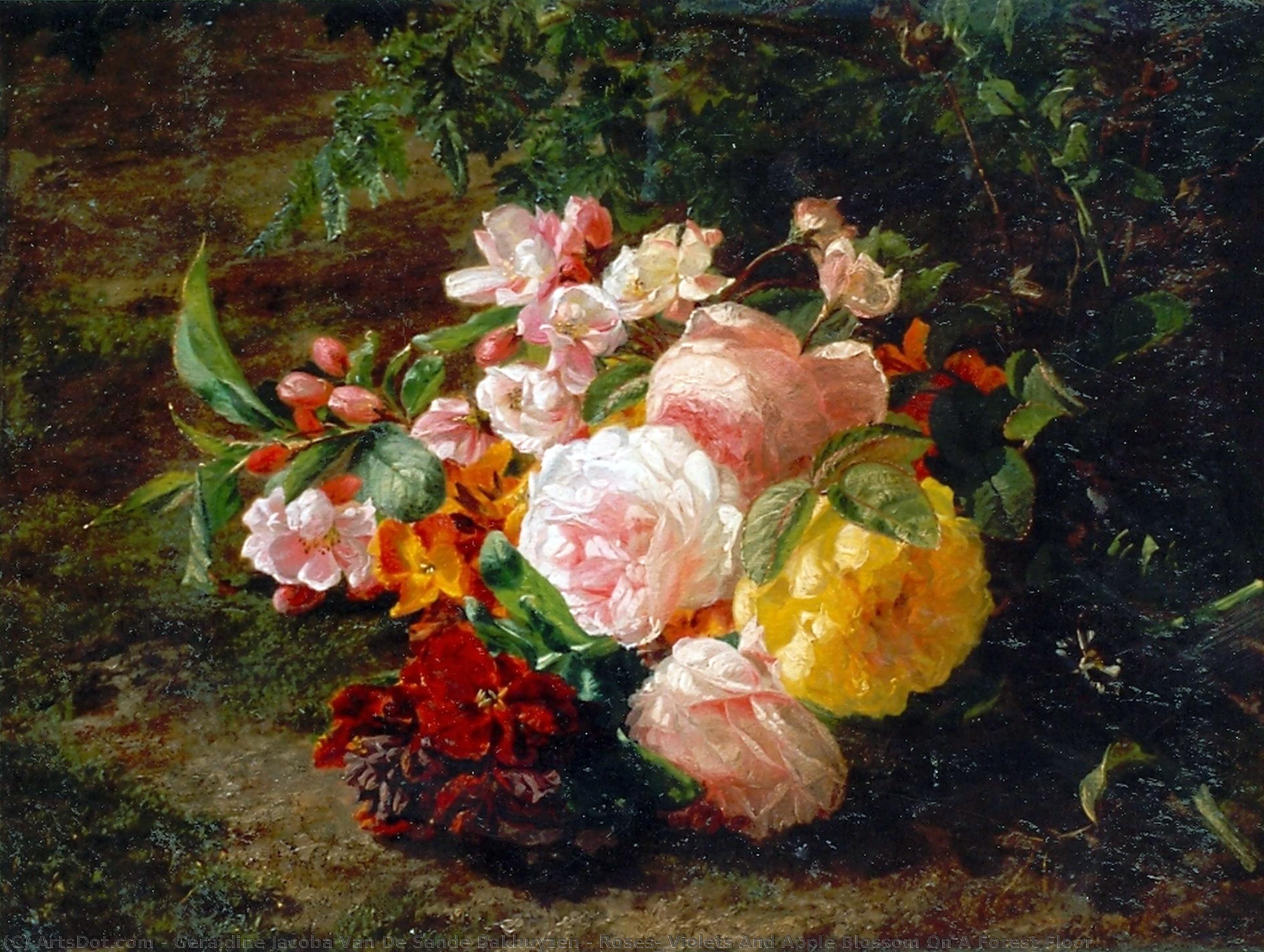 Roses, Violets And Apple Blossom On A Forest Floor — Geraldine Van De Sande Bakhuyzen