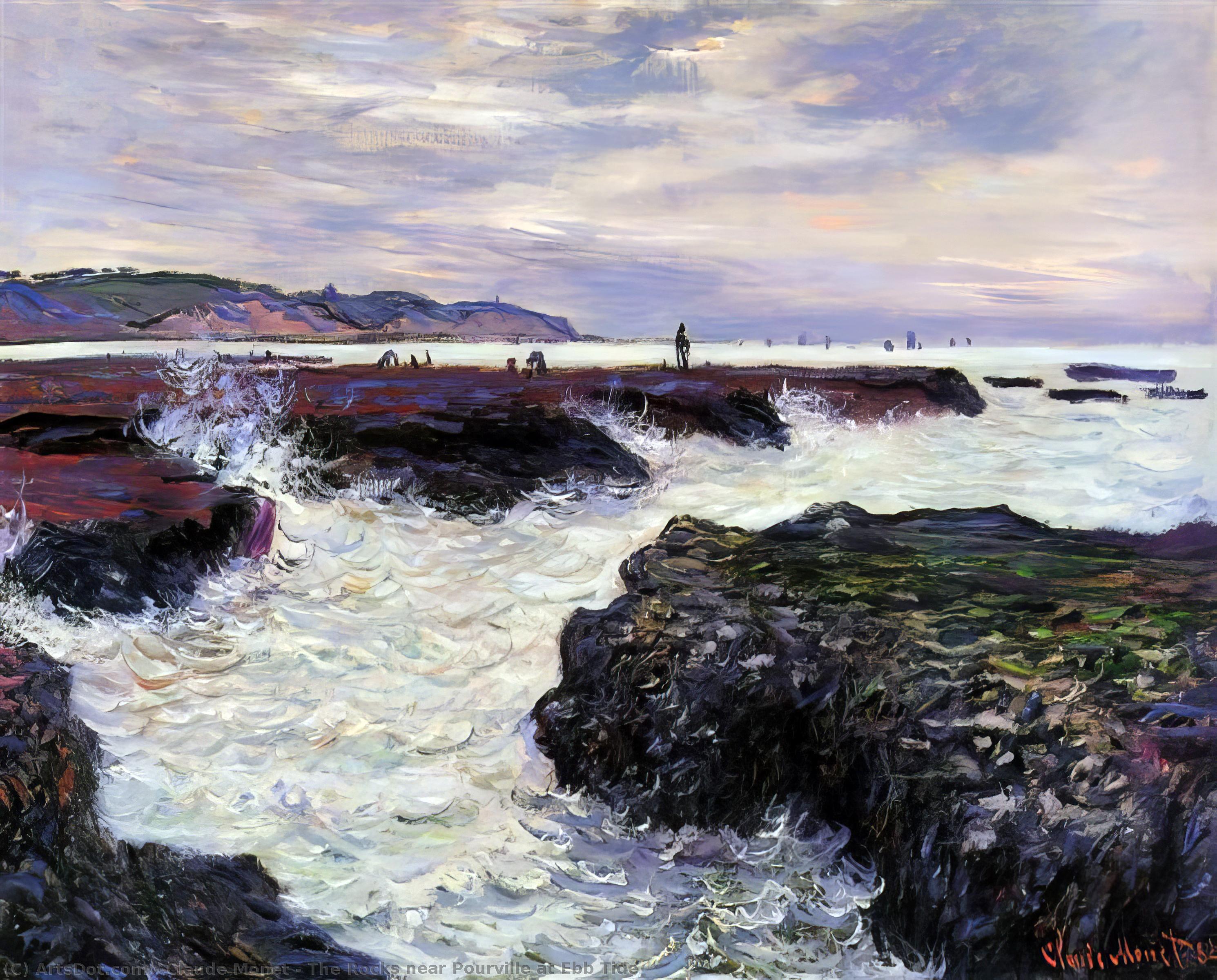 Las Rocas Cerca De Pourville En Bajamar — Claude Monet