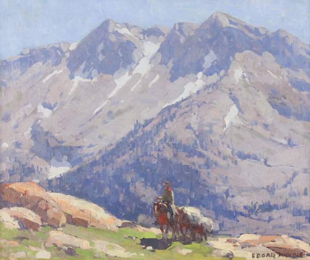 A Rider With Packhorses In The Sierra — Edgar Alwyn Payne