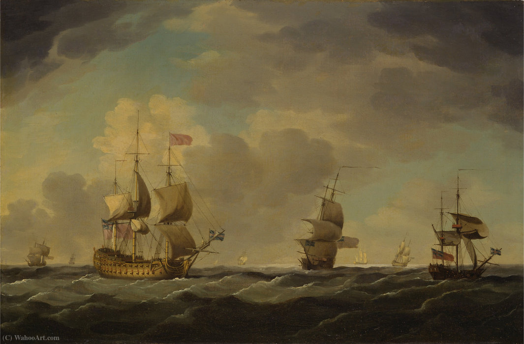 An English Flagship Under Easy Sail In A Moderate Breeze — Charles Brooking