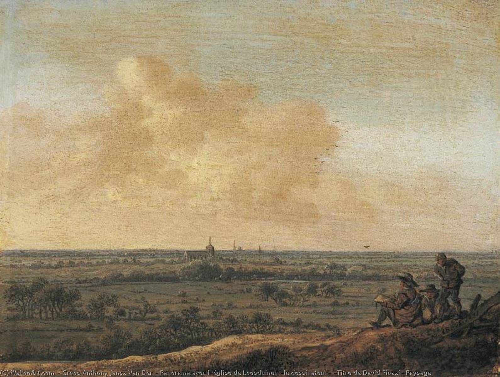 Panorama Avec L'église De Loosduinen (le Dessinateur) (titre De David Fiozzi) Paysage — Anthonie Jansz Van Der Croos