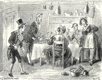 The Kitchen Door Opened, And In Walked Mr. Job — Hablot Knight Browne