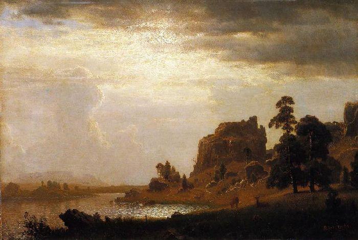 On The Sweetwater Near The Devil's Gate — Albert Bierstadt