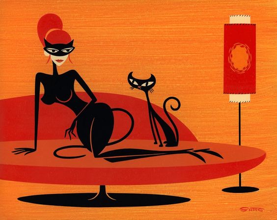 Black Kitten In Orange — Josh Agle (shag)