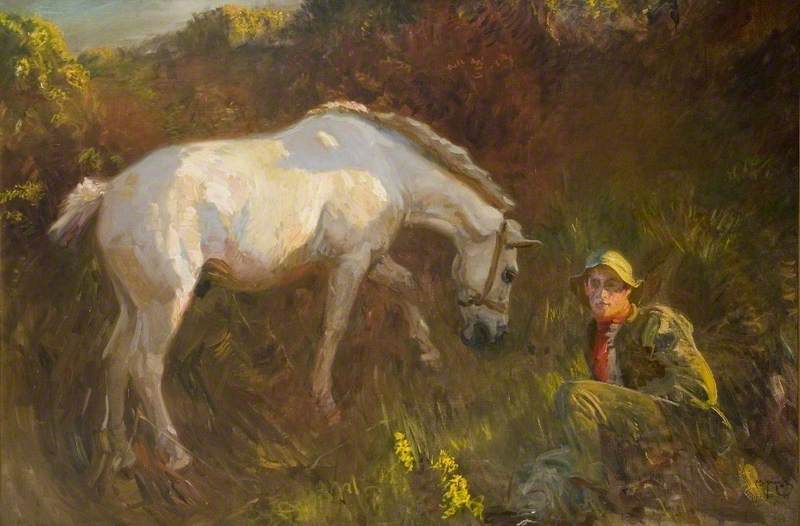 The Grey Pony, Augereau, In A Sandpit With Groom, George Curzon — Sir Alfred James Munnings