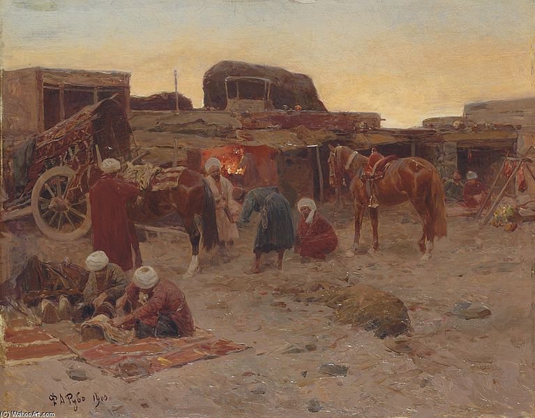 Evening Falls At The Camp — François Flameng