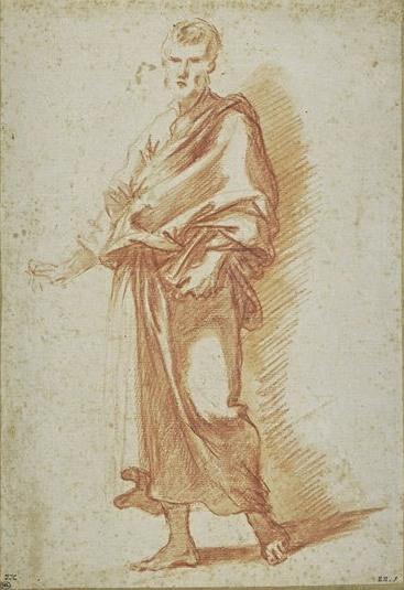 Man Standing, Draped, Holding A Book — Salvator Rosa