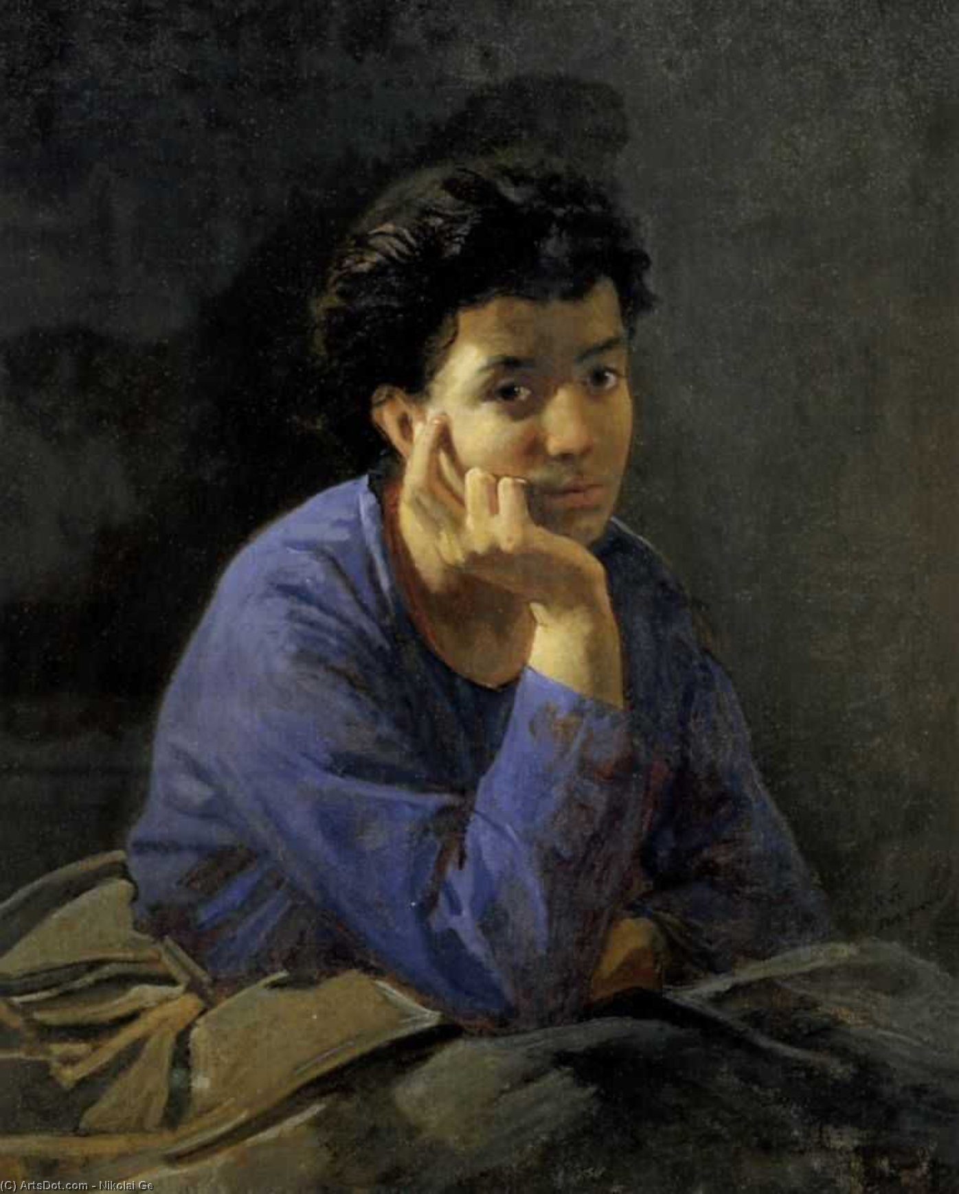 Portrait Of An Unknown Woman In A Blue Blouse — Nikolai Ge