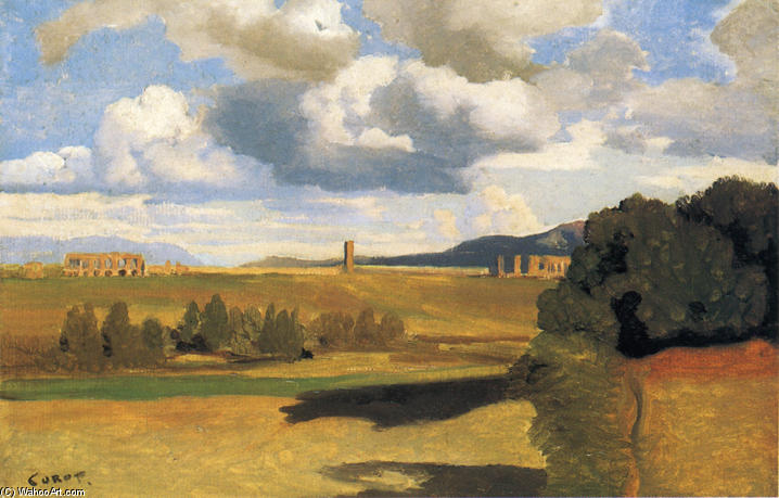 The Roman Campaagna With The Claudian Aqueduct — Jean-baptiste-camille Corot