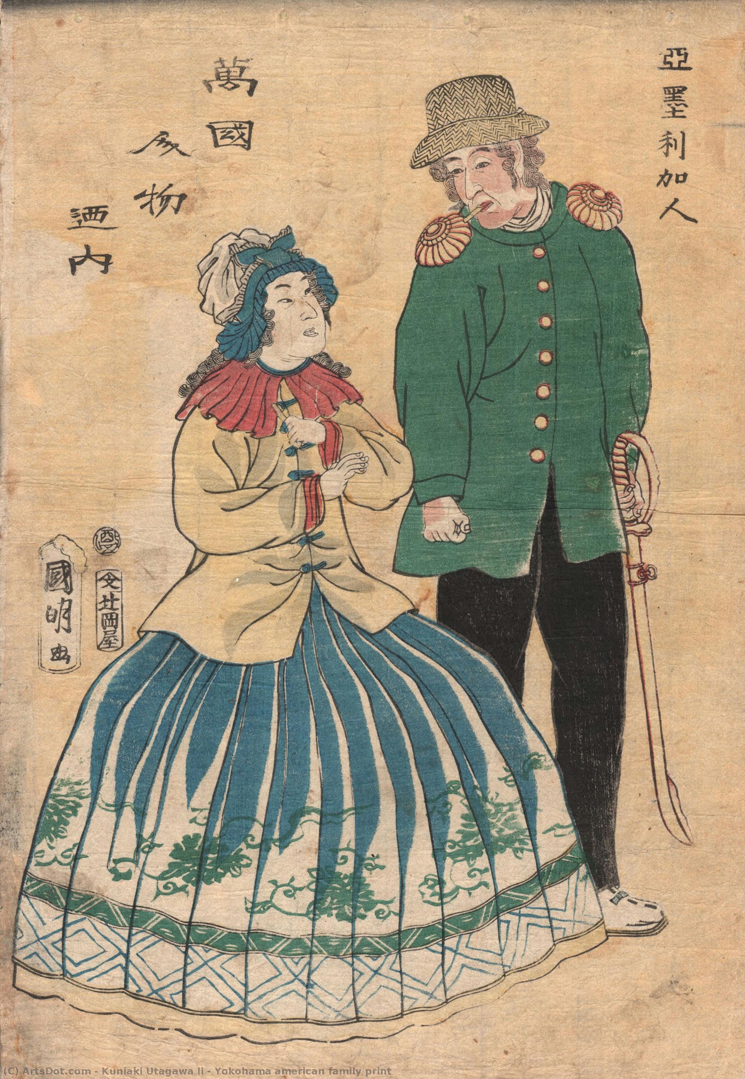 Yokohama American Family Print — Kuniaki Utagawa Ii