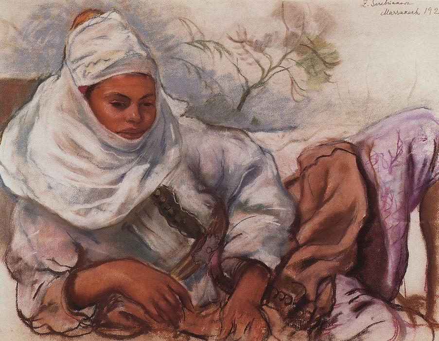 A Young Woman In A White Headdress — Zinaida Serebriakova