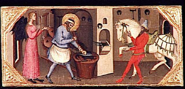Deux Scenes De La Legende De Saint Eloi L'episode Du Diable Mouche Et Celui Du Cheval Ferre — Niccolò Di Pietro Gerini