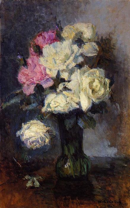 Bouquet Of Roses In A Vase — Albert-charles Lebourg