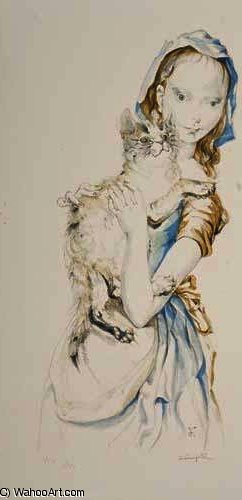 Jeune Femme Et Chat — Léonard Tsuguharu Foujita