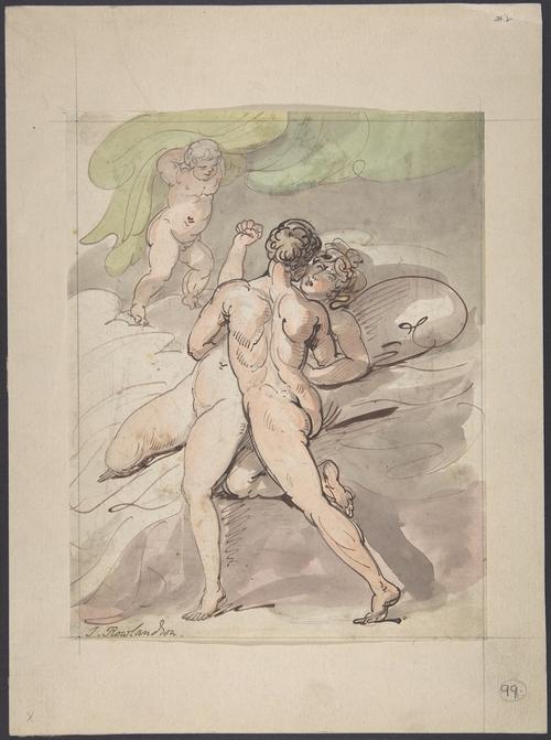 Nude Couple Embracing — Thomas Rowlandson