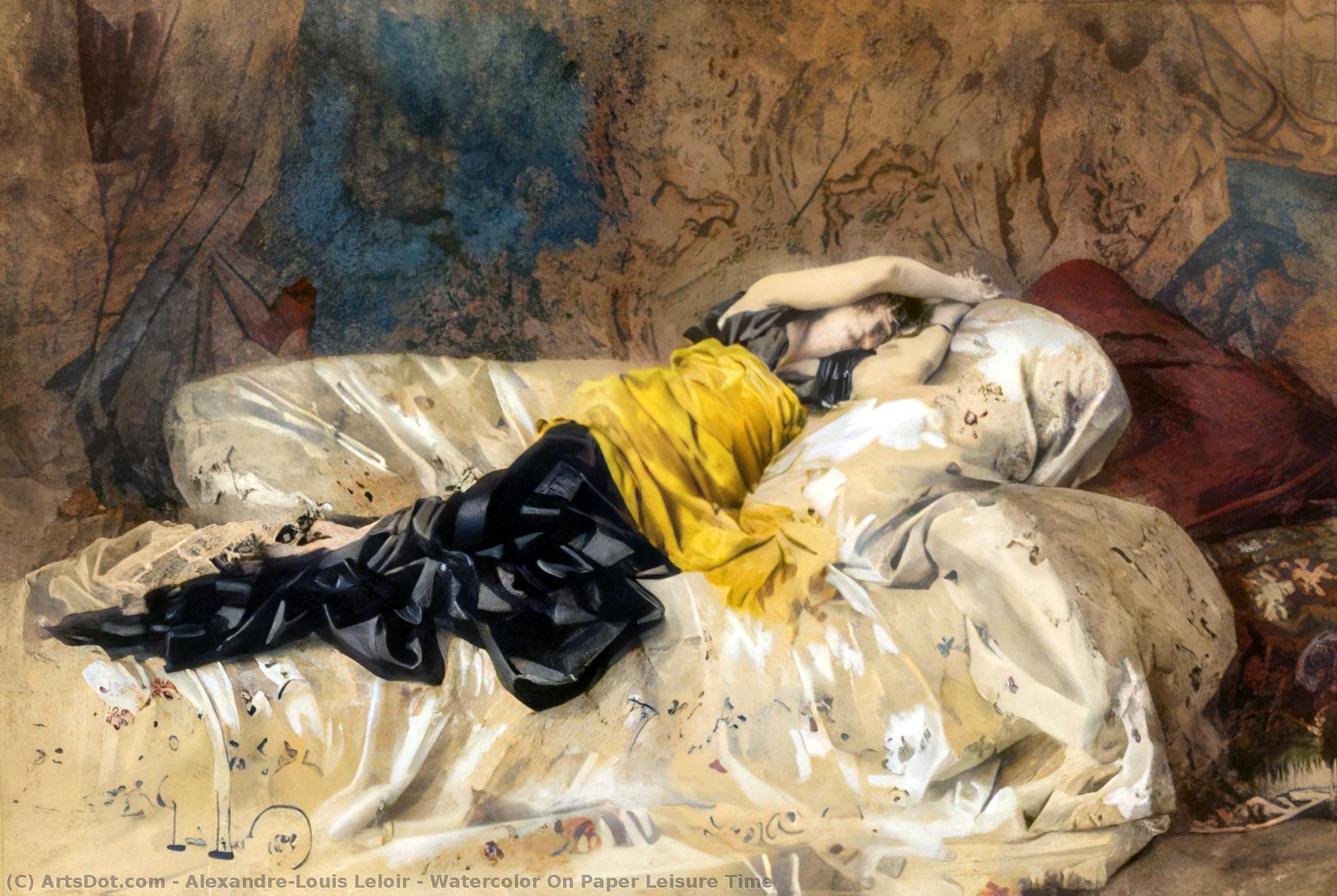 Watercolor On Paper Leisure Time — Alexandre-louis Leloir