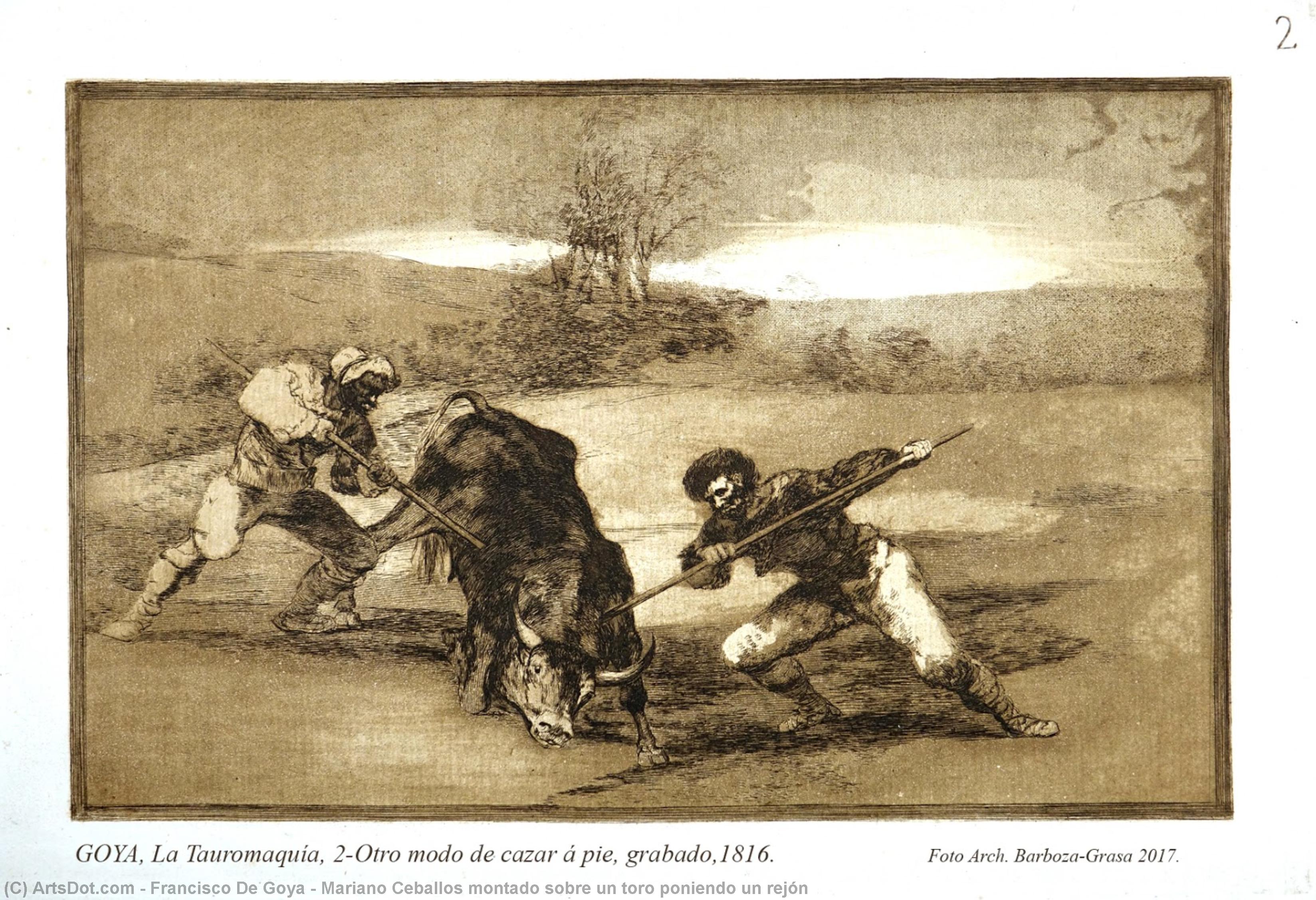 Mariano Ceballos Montado Sobre Un Toro Poniendo Un Rejón — Francisco José De Goya Y Lucientes