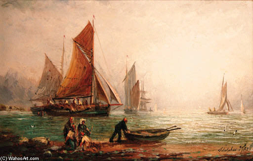 Fishermen Laying Their Nets; And The Returning Fishing Fleet — Adolphus Knell