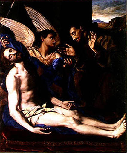 Un Ange Montre A Saint Francois D'assise Le Christ Detache De La Croix — Alessandro Allori
