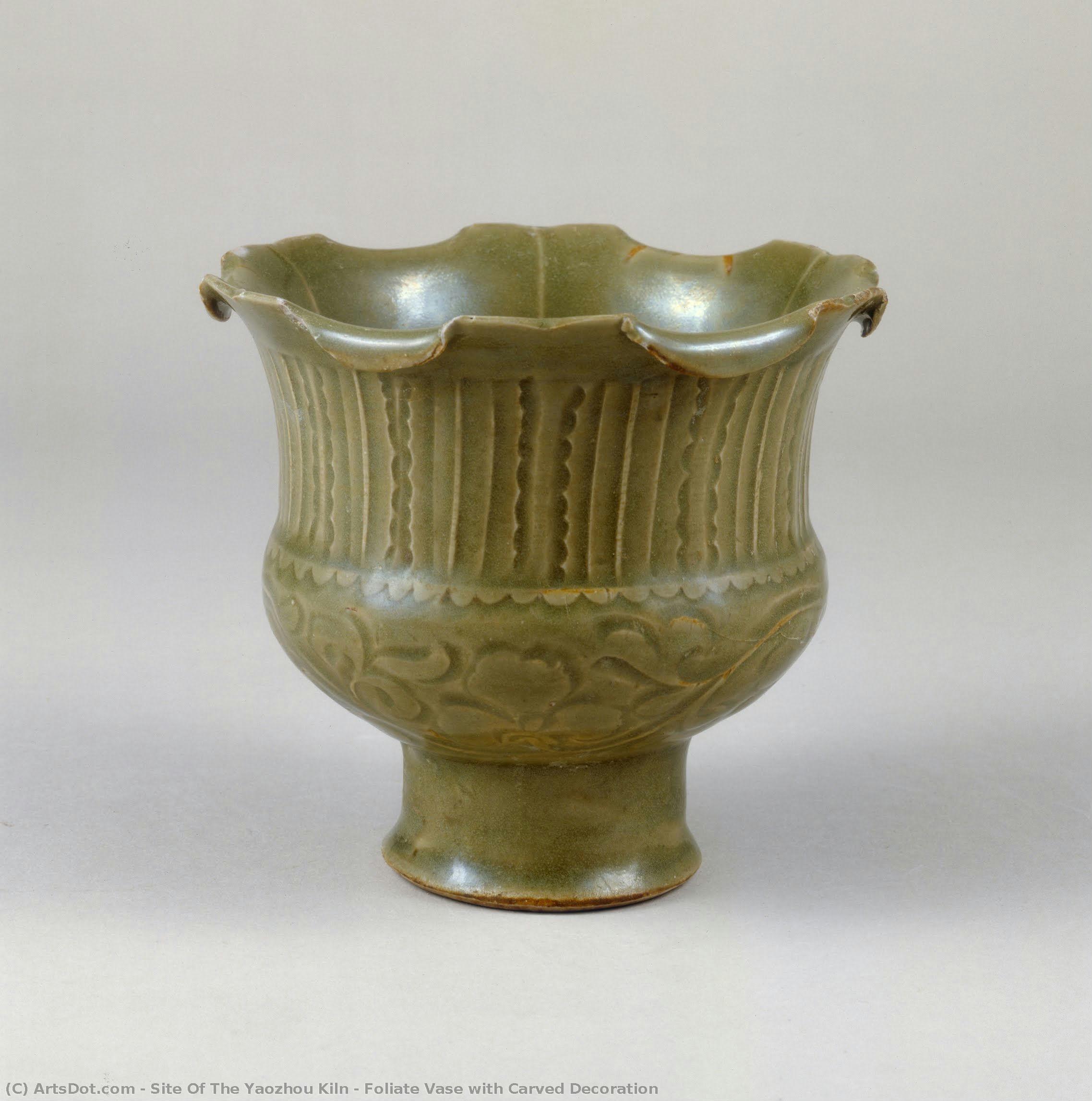 Foliate Vase With Carved Decoration — Site Of The Yaozhou Kiln