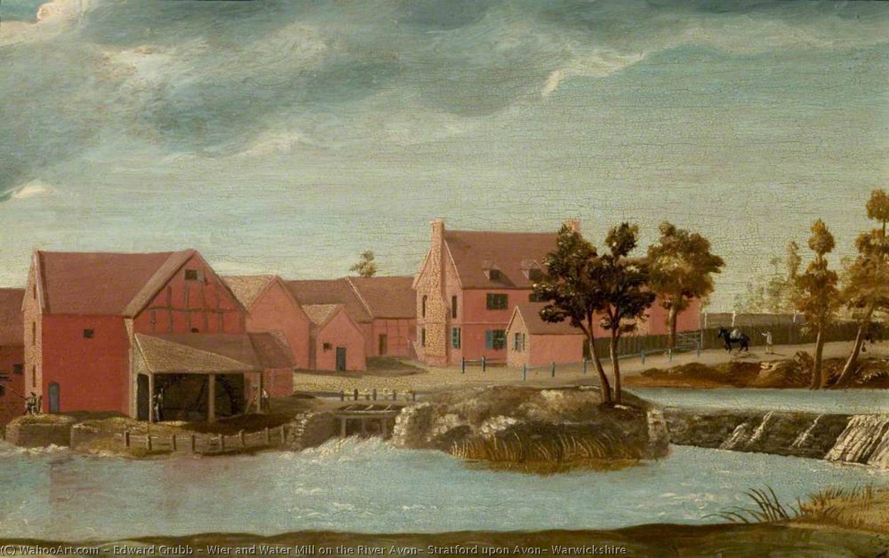 Wier And Water Mill On The River Avon, Stratford Upon Avon, Warwickshire — Edward Grubb